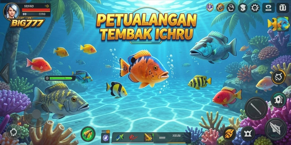 Tampilan menarik dari gameplay Tembak Ikan dalam BIG777.