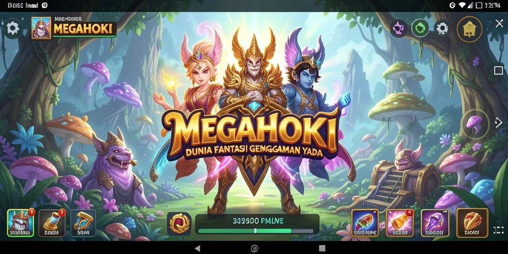 Screenshot utama gameplay MEGAHOKI menunjukkan petualangan seru di dunia MMORPG.