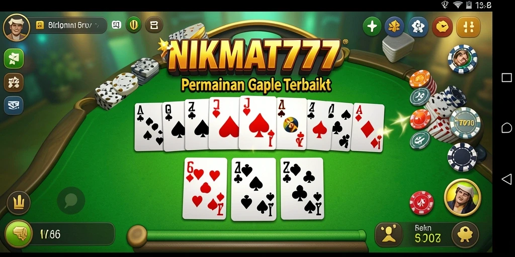 Screenshot menunjukkan gameplay seru NIKMAT777 dalam permainan Gaple.