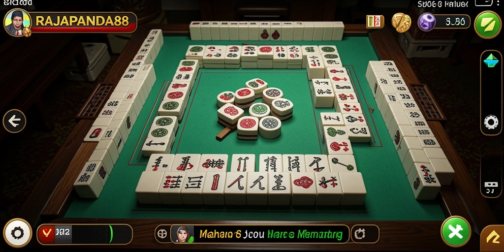 Screenshot permainan RAJAPANDA88 menampilkan gameplay Mahjong yang menarik.